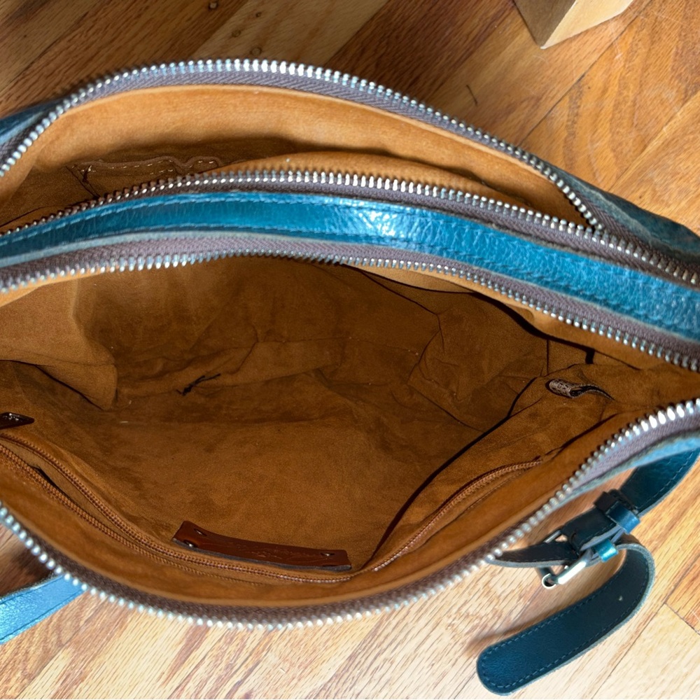 Patricia Nash Blue Shoulder Bag with Embossed Design and Tassel - Picture 12 of 12